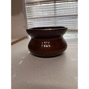 Unique brownware ceramic planter, spittoon shaped